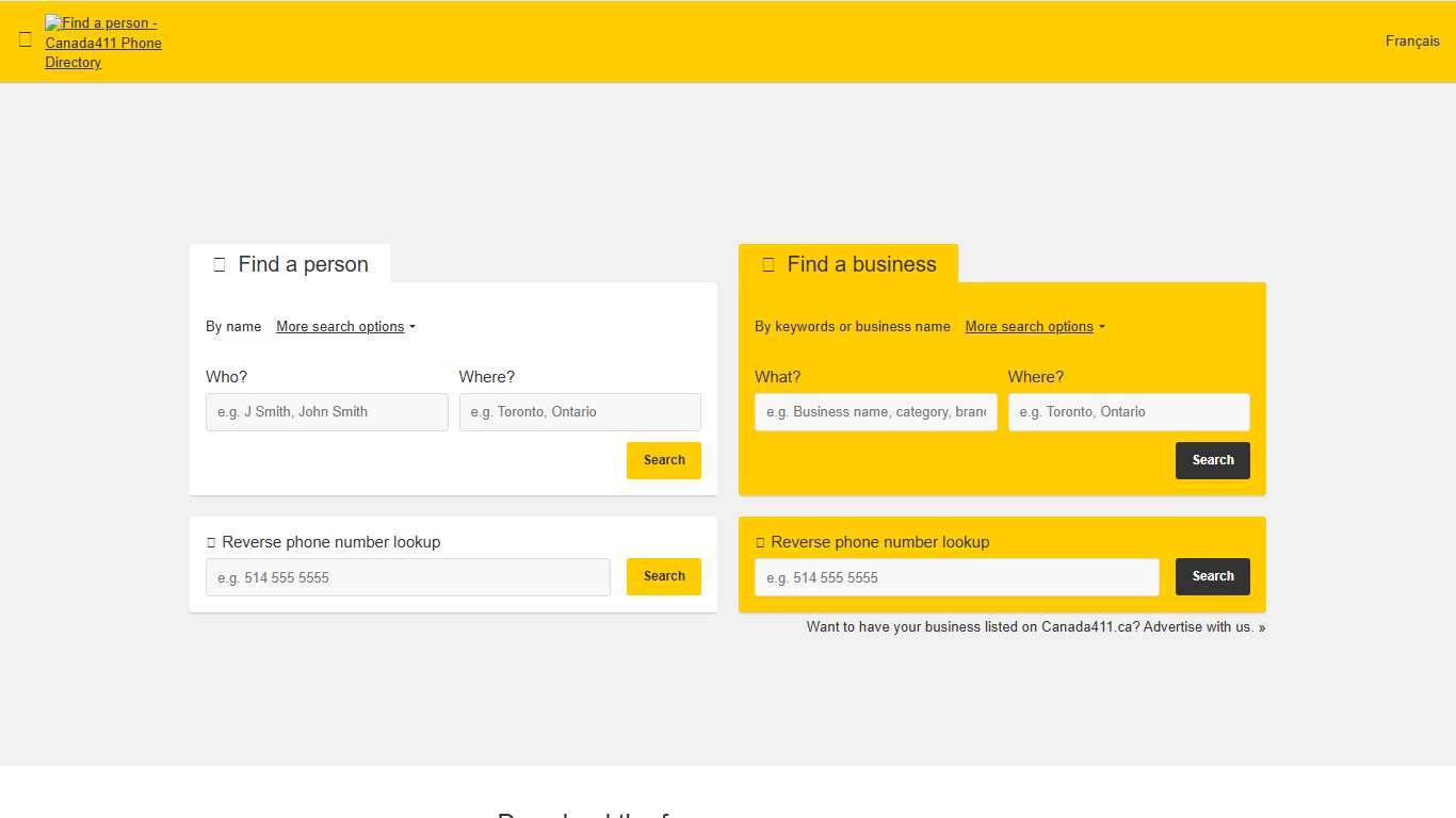 Free People Search, Reverse Phone Lookup, Business Telephone Directory | Canada411.ca